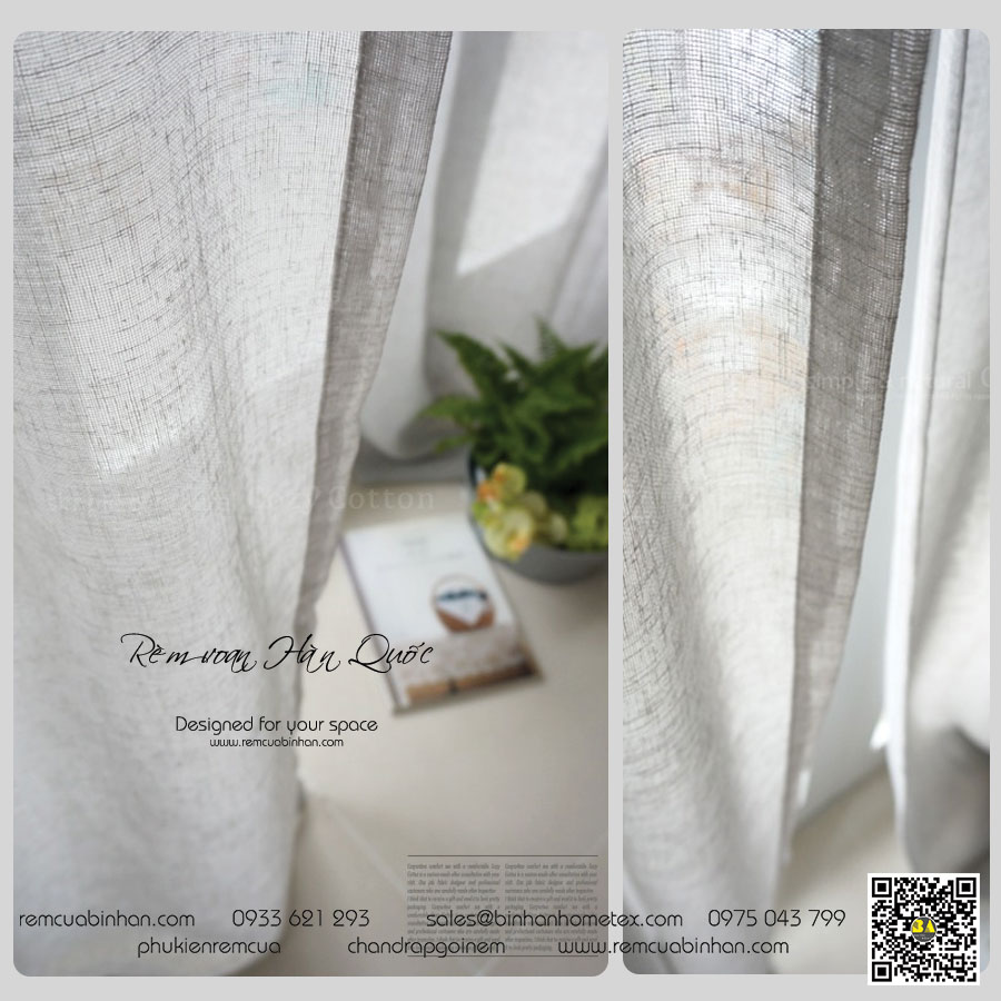 Rèm Voan Thô Mộc Natural Màn Cửa Voan Hàn Quốc HERMES