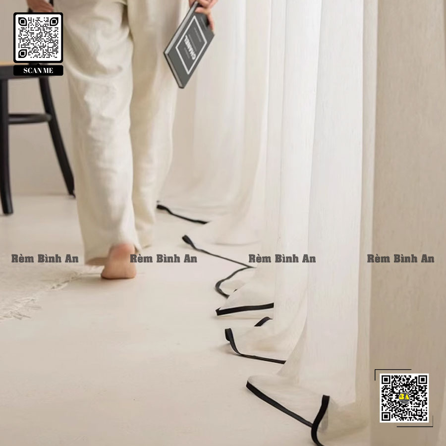 Rèm voan thô mộc phối viền French Style - Độc đáo và cuốn hút | RÈM BÌNH AN