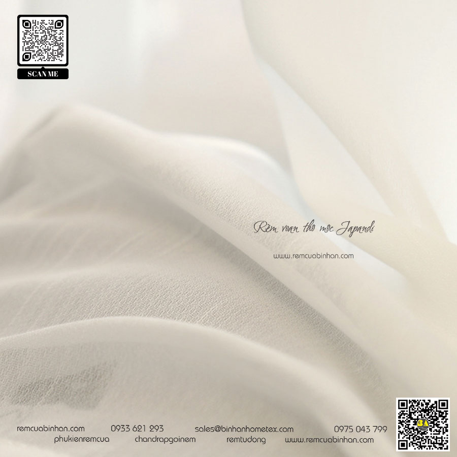 Rèm Voan Trắng Mỏng Màn Voan Thô Mộc JAPANDI