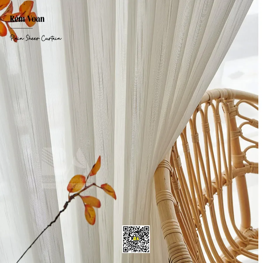 Rèm Voan Trắng Sọc Mảnh 2601 – Xuyên Sáng Nhẹ, Thanh Lịch