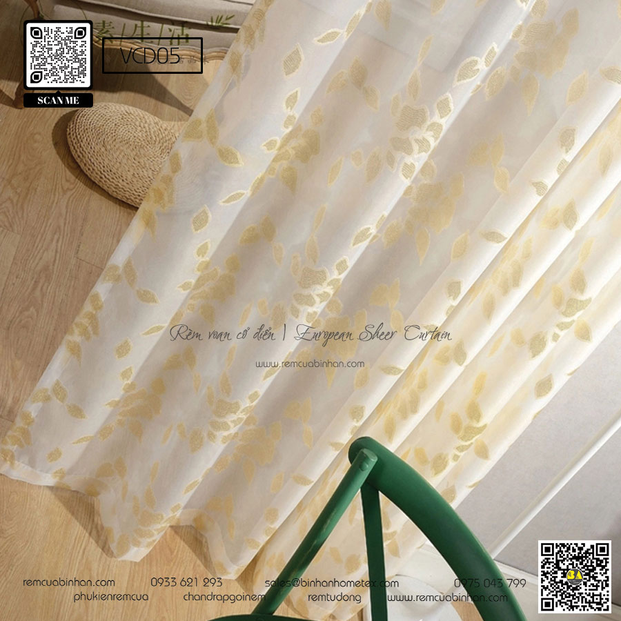 Rèm Voan Trang Trí Màn Lót Cổ Điển Rèm Nghệ Thuật Villa VCD05