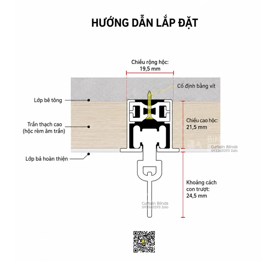 Thanh Treo Rèm Âm Trần Uốn Cong ART02 20×20mm | Ray Rèm Nhôm Lắp Âm-8
