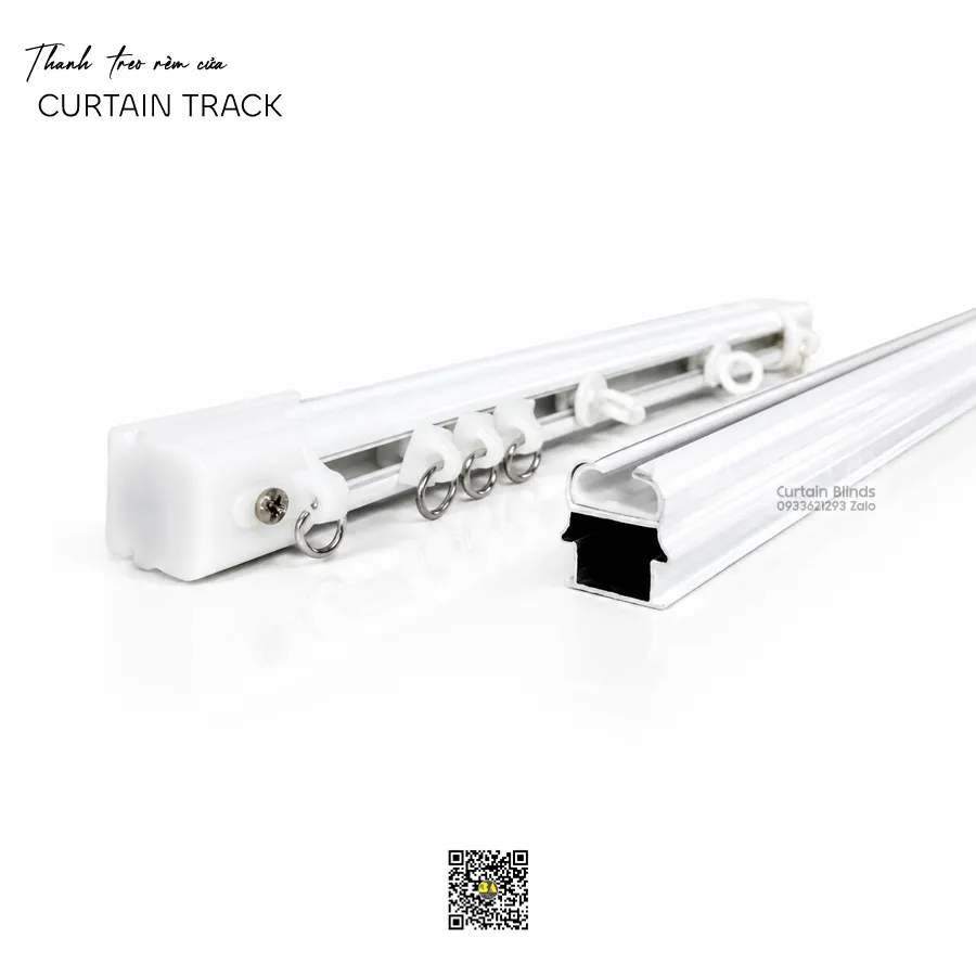 Thanh Treo Rèm Cửa Dạng Trượt BA820 – Ray Trượt Rèm Nhôm Sơn Trắng, Trượt Êm, Cắt Theo Kích Thước