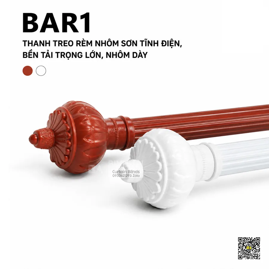 Thanh Treo Rèm Nhôm Sơn Tĩnh Điện Phi 28mm BAR1 | Cho Rèm Khoen Tròn & Rèm Vải Xếp Ly-5