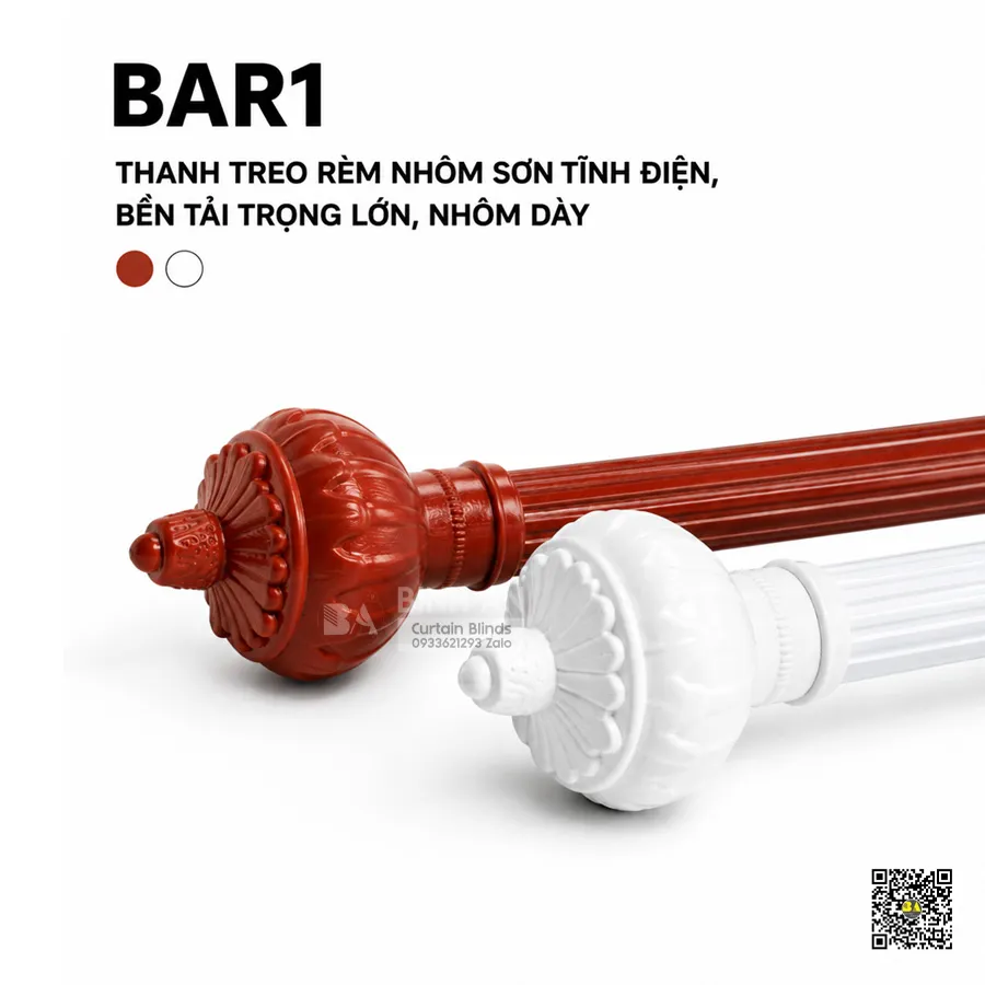 Thanh Treo Rèm Nhôm Sơn Tĩnh Điện Phi 28mm BAR1 | Cho Rèm Khoen Tròn & Rèm Vải Xếp Ly-6