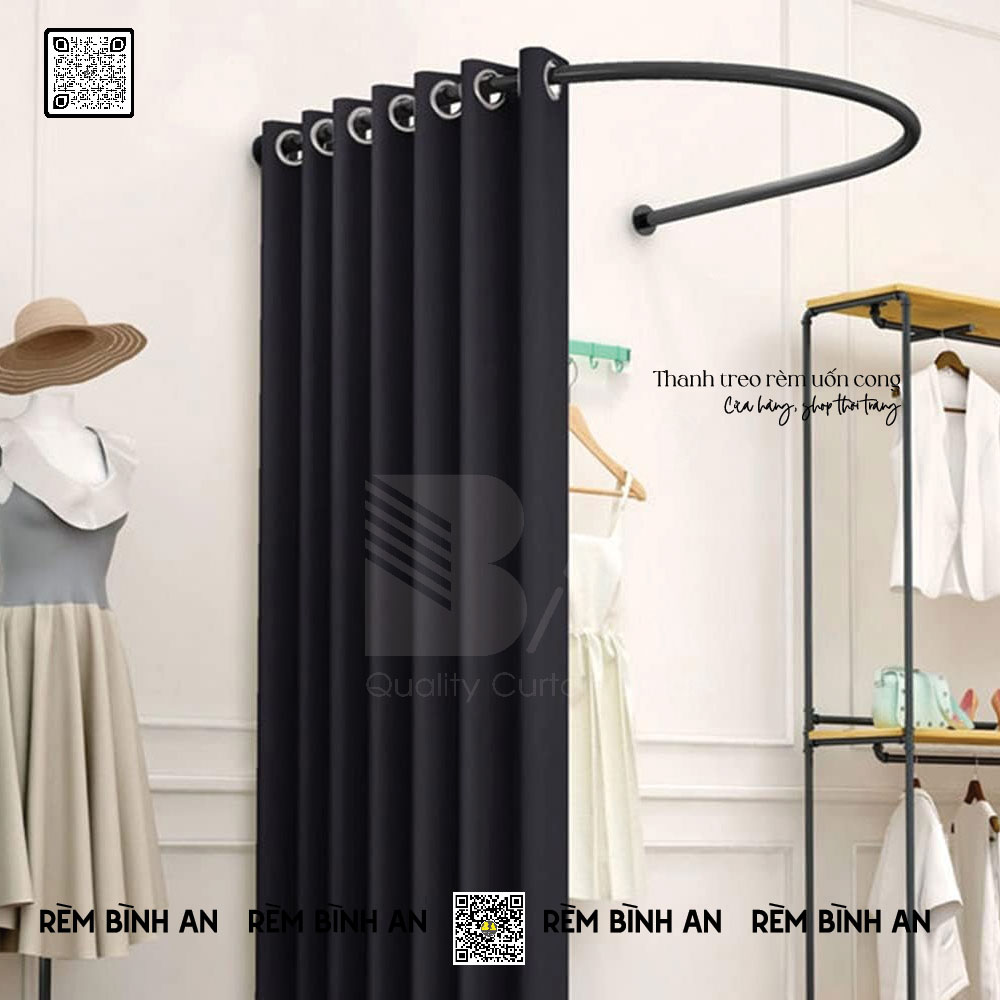 Thanh Treo Rèm Phòng Thử Đồ Sắt Đen Uốn Sơn Màu Cao Cấp