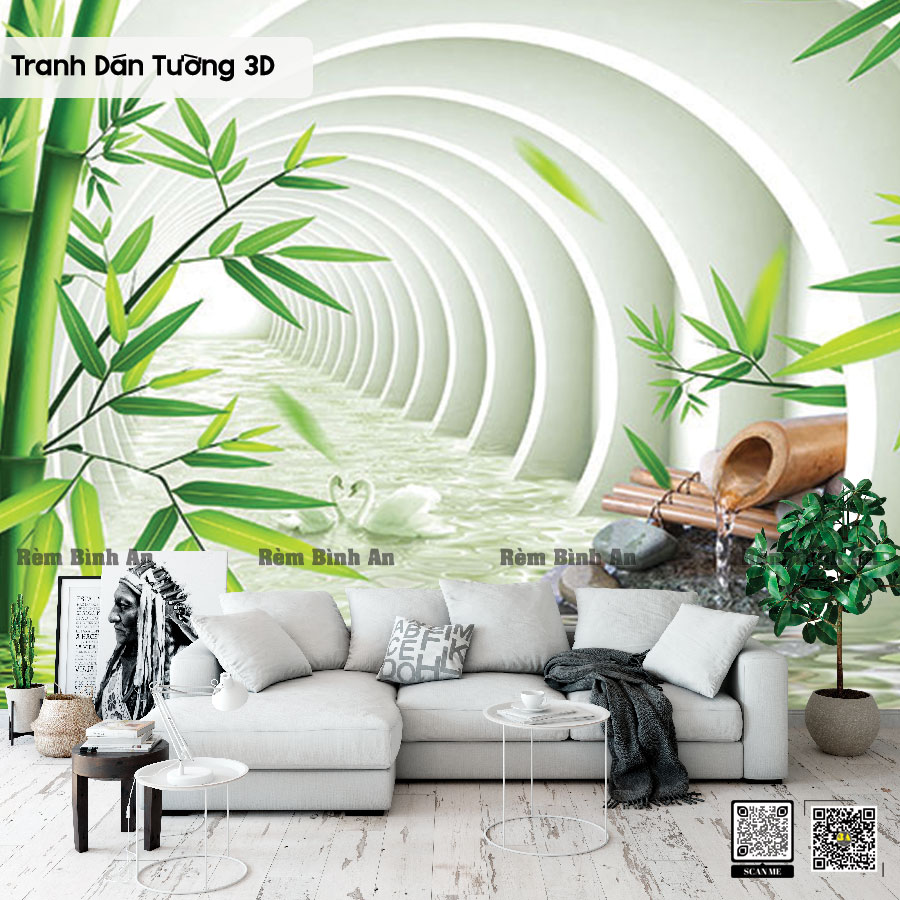 Tranh 3D Bình An: Dán Tường Phòng Khách, Phòng Ngủ