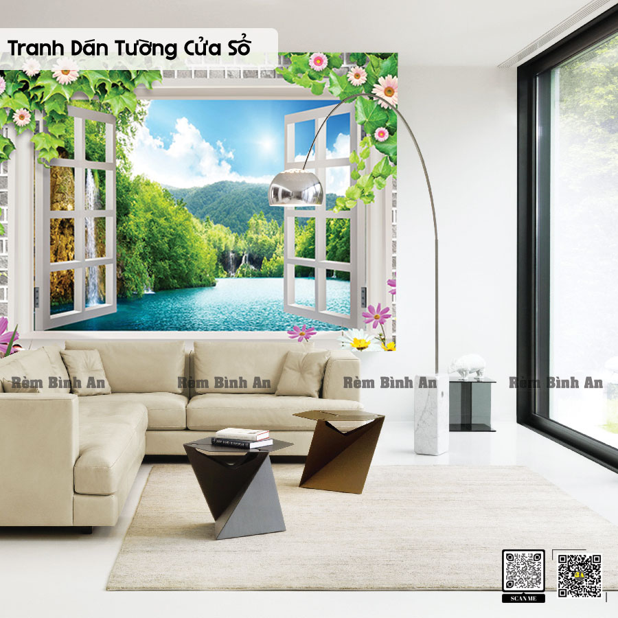 Tranh Dán Tường Cửa Sổ Giả - Bình An