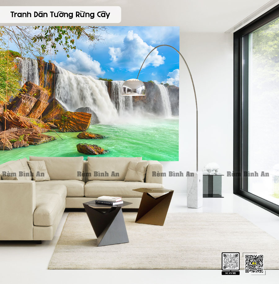 Tranh Dán Tường Rừng Cây Đồi Núi - Bình An