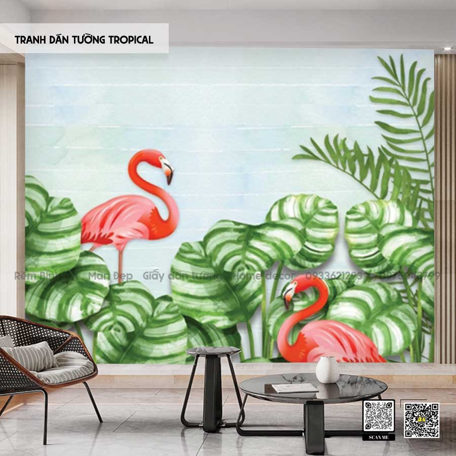 Tranh Dán Tường Tropical: Không Gian Nhiệt Đới Mơ Mộng