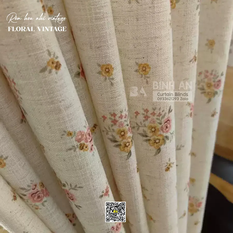 Vintage Retro Rèm Vải Hoa Nhí Cao Cấp