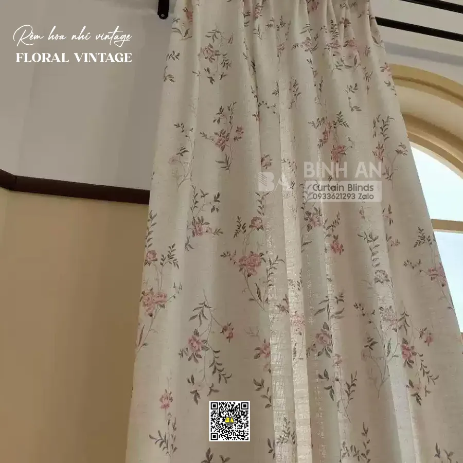 Vintage Retro Rèm Vải Hoa Nhí Cao Cấp – May Đo Theo Yêu Cầu | RÈM BÌNH AN-3